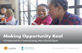 Making Opportunity Real · One-Minute Message This message introduces audiences to the Equity Frame using familiar language that makes the abstract concept of equity come alive. Everyone