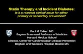 Statin Therapy and Incident Diabetes · statin therapy for every 54 new cases of diabetes diagnosed. • Statin therapy increased the time to diagnosis of diabetes by 5.4 weeks. •