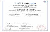 CERTIFICATE OF APPROVAL No CF 257 · 2016. 2. 4. · Issued: 20th February 2006 4th February 2016 Valid to: 3rd February 2021 Pyroguard Fire Resisting Glass . This Certificate of