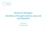Research Dialogue: Resilience through outdoor play and ... · •HOWEVER: Changing nature of childhood-–Shrinking horizons of childhood (Gill, 2005) –Play deprivation (Bundy,