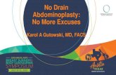 No Drain Abdominoplasty: No More Excuses€¦ · • May apply techniques to circumferential abdominoplasty • Use posterior “3-point” tissue fixation to close dead space •Advise
