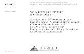 GAO-10-95 Warfighter Support: Actions Needed to …Explosive Device Defeat Organization’s (JIEDDO) establishment in 2006, no single entity was responsible for coordinating the Department
