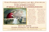 45 WILUS WAY, ISELIN Celebrating First Holy …...2019/05/05  · Page 1 May 5, 2019—Third Sunday of Easter THE PARISH FAMILY OF ST.CECELIA 45 WILUS WAY, ISELIN NJ 08830 Celebrating