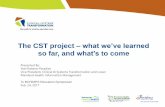 The CST project what we’ve learned spring... · Contributing to sustainable health care system . 4 A joint initiative of VCH, PHSA, and PHC ... processes and systems to continuously