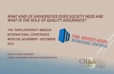 WHAT KIND OF UNIVERSITIES DOES SOCIETY NEED ......WHAT KIND OF UNIVERSITIES DOES SOCIETY NEED AND WHAT IS THE ROLE OF QUALITY ASSURANCE? THE THIRD UNIVERSITY MISSION INTERNATIONAL