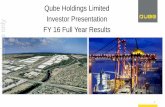 Qube Holdings Limited Investor Presentation FY 16 Full Year … · 2016. 8. 23. · Investor Presentation FY 16 Full Year Results 1 For personal use only. Disclaimer –Important