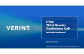 FY20 Third Quarter Conference Call - Verint Systems 2019. 12. 4.¢  Q3 Highlights Verint Strong Earnings