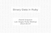 Binary Data in Ruby · 2014. 5. 7. · My applications of binary data Brawlsnapshots.com (2008) – Extract metadata from user-uploaded stage file redstone-bot2 (2012) – Minecraft