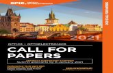 OPTICS + OPTOELECTRONICS CALL FOR PAPERS...2021 CALL FOR PAPERS CALL FOR PAPERS Submit abstracts by 10 November 2020 OPTICS + OPTOELECTRONICS Conferences: 19-22 April 2021 Exhibition:
