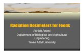 Radiation Dosimeters for Foods - Texas A&M University · 2002. 5. 2. · Calorimetric Methods • In some cases the radiation energy absorbed in the dosimeter in the dosimeter changes
