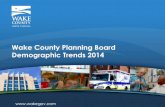 Wake County Planning Board Demographic Trends 2014...748,078 people within city limits* Mecklenburg Wake Wake County is now the 46th largest county in the US, surpassing Westchester,