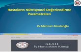 Dr.Mehmet Aliustaoğlu · 2016. 12. 7. · Malnütrisyon hastanelerde önemli bir sağlık problemidir. İnsidansı: Akut bakım hastalarında % 13-86 Yaşlı hastalarda % 42-91 Özel