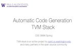 Automatic Code Generation TVM StackTVM Stack CSE 599W Spring TVM stack is an active project by saml.cs.washington.edu and many partners in the open source community. The Gap between