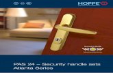 PAS 24 – Security handle sets Atlanta Series · 3 Line drawing (1530-3259N-ZA-3830N) Features HOPPE aluminium security handle set on narrow backplate with cylinder cover for profile