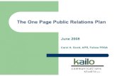 The One Page Public Relations Plan - RDweb...Develops a comprehensive public relations plan that reflects the organization's needs including appropriate sequencing of plan elements.