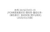 本邦におけるCOVID-19 (PCR検査実施状況・陽性率・重症化 …¼’20200325...本邦におけるCOVID-19 (PCR検査実施状況・陽性率・重症化率・ （陽性者中）致命率等に関する現状)