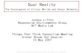MIT Media Lab - Dual Reality...Joshua Lifton :: Responsive Environments Group :: MIT Media Lab :: 10 May2007 Convergence Sensor networks expand our senses across both time and space.
