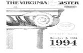 Virginia Register of Regulations Vol. 11 Iss. 1register.dls.virginia.gov/vol11/iss01/v11i01.pdfFeb. 15 Mar. 6 Mar. 1 Mar. 20 Index 2 -Volume 11 Mar. 15, 1995 April 3, 1995 Mar. 29