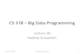 CS 378 – Big Data Programmingdfranke/courses/2017fall/... · 2017. 10. 31. · Hadoop Ecosystem • Many other tools have been implemented on – Hadoop – HDFS (Hadoop Distributed
