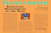 Winner, of the Year - Winston & Strawn · 2016. 11. 15. · texaslawyer.com November 11, 2016 Litigation Departments of the Year Litigation in the oi and gas L industry usually centers