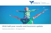 2016 half-year results and business update · 2018. 9. 13. · Webcast presentation – 25 August 2016 2016 half-year results and business update . 2 Ablynx 2016 half-year results