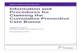 Information and Procedures for Claiming the Cumulative Preventive Care …health.gov.on.ca/en/pro/programs/ohip/bulletins/11000/... · 2019. 4. 1. · Information and Procedures for