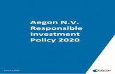 Aegon NV Responsible Investment Policy · 1/1/2020  · 2 SA and Insurance-Linked assets are assets on the balance sheet of Aegon held on behalf of our clients, linked to products