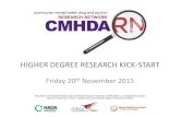 HIGHER DEGREE RESEARCH KICK -START...• Experienced – have a record of completion • Well read, well written well known in the field – read their work • Currently working in