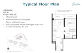 Typical Floor Plan ... Typical Floor Plan 2 BEDROOM TYPE B1 57 sqm / 614 sqft • Master bedroom can fit king bed • Common bedroom can fit queen bed • Dual entrance to bathroom