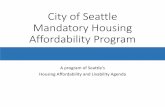 City of Seattle Mandatory Housing Affordability Program · Spring 2016. •Transportation •Streetscape Improvements •Utility Improvements •Affordable Housing, Child care, open