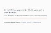 AI in HR Management: Challenges and a path forward · AI in HR Management: Challenges and a path forward CCC Workshop on Fairness and Economics, Harvard University Prasanna (Sonny)