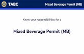 Mixed Beverage Permit (MB)€¦ · Ale, malt liquor and wine may be purchased from holders of a: ... Substitution of brand without the consent of the consumer is prohibited. An agent,