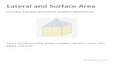 Lateral and Surface Area - The Math Planemathplane.com/yahoo...and_Surface_Area.118204523.pdfLateral and Surface Area Questions 1) What is the surface area? 2) Find the total surface
