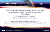 Mirror Fabrication Requirements for the Canadian Large Optical … · 2002. 7. 18. · Optical Design Trade-Off’s 20m RC design Trade off's - Primary focal ratio and secondary size