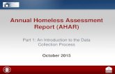 Annual Homeless Assessment Report (AHAR) · 2019. 3. 16. · October 1, 2015: – AHAR data collection begins in the HDX • December 2, 2015: – Deadline - draft data on both All