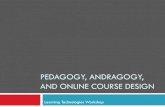 Pedagogy, Andragogy, and online course design · 1950-1970 Andragogy Returns • New adult learning theories formed by educational psychologists • Malcolm Knowles publishes Informal