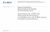 GAO-20-273, National Biodefense Strategy: Additional ...public.gaotest.org/assets/710/704698.pdf · Report to Congressional Committees. NATIONAL BIODEFENSE STRATEGY Additional Efforts