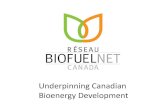 Underpinning Canadian Bioenergy Development · •Fracking leads to increased production •Saudis pumping to maintain market share –Can profit at $15 per barrel –Need $100 per