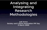 Analysing and Integrating Research Methodologies and Integrating Research... · Analysing and Integrating Research Methodologies Jodi Arrow Society and Culture Association PIP Day