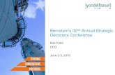 Bernstein’s 32 Annual Strategic Decisions Conference€¦ · 03/02/2016  · Bernstein’s 32nd Annual Strategic Decisions Conference Bob Patel CEO . June 2-3, 2016 . Cautionary