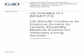 GAO-20-620, Accessible Version VA Disability Benefits: VA ... · BENEFITS VA Should Continue to Improve Access to Quality Disability Medical Exams for Veterans Living Abroad Accessible