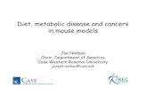 Diet, metabolic disease and cancers in mouse models...Diet-induced, rather than genetically-engineered or carcinogen-induced Similar pathology and molecular features Two pathways in