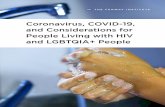 Coronavirus, COVID-19, and Considerations for People ......Particular concerns for people living with HIV People with chronic health conditions, including HIV/AIDS, may be at elevated