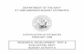 RESEARCH, DEVELOPMENT, TEST & EVALUATION ...EVALUATION, NAVY BUDGET ACTIVITY 6 UNCLASSIFIED Department of the Navy FY 1999 RDT&E,N Program Exhibit R-1 APPROPRIATION: 1319n Research,