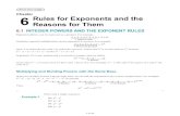Chapter Rules for Exponents and the Reasons for Them...6 Rules for Exponents and the Reasons for Them 6.1 INTEGER POWERS AND THE EXPONENT RULES Repeated addition can be expressed as