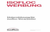 ISOFLOC WERBUNG · ISOFLOC® SANIEREN MIT SYSTEM • Jede Konstruktion mühelos und perfekt dämmen • Hochwertige, sichere und umfassend effiziente Ergebnisse • Ausgezeichnete