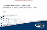 Electricity Scenarios for South Africa · 2017. 3. 24. · Wind Solar PV CSP Supply Sources Notes: RSA = Republic of South Africa. Solar PV capacity = capacity at point of common
