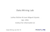 DataMining$Lab$ · 2015. 4. 29. · Data Mining Lab SS 15 Schedule$ Date Topic Date Topic Apr 15th Kick-off Jun 3rd Predictive Mining I Apr 22th Data Set Presentation Jun 10th Predictive