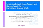 Safety Analysis of Direct Recycling of Nuclear Spent Fuel ... · Fuel pellet diameter 8.0 mm Fuel rod diameter 9.6 mm Design parameter of studied PWR PHYSI S Asahi Glass 2012 | Institut