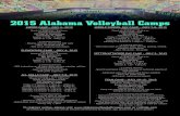 2015 Alabama Volleyball Camps · 2015. 2. 6. · 2015 Alabama Volleyball Camps LIBERO CAMP - JULY 6, 2015 $125 Commuter Check-in: 8:00 a.m. - 8:45 a.m. Coleman Coliseum 323 Paul W.